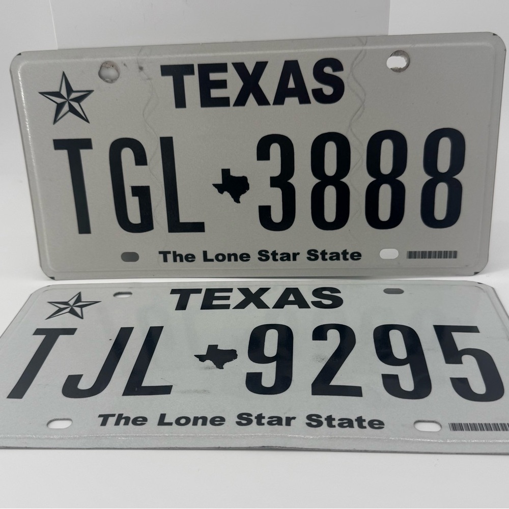 Texas License Plate Wall Sign - White and Black